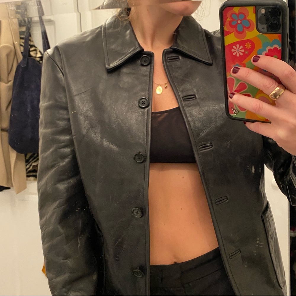 Beautiful black leather JCrew jacket